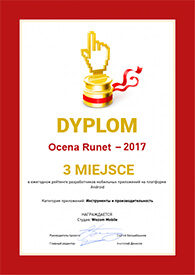 Ocena Runet. 3 miejsce wśród twórców aplikacji mobilnych